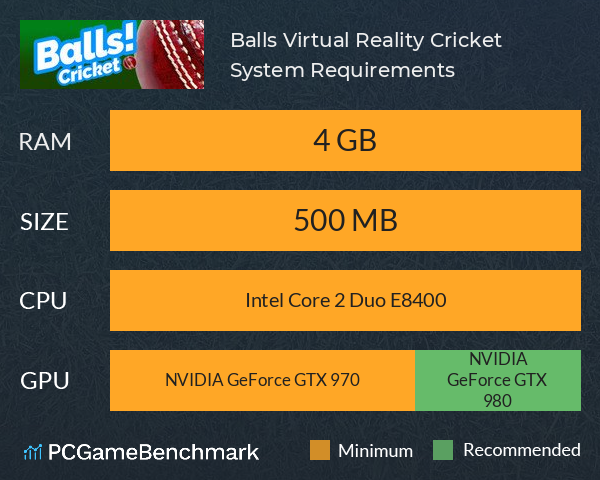 Balls! Virtual Reality Cricket System Requirements PC Graph - Can I Run Balls! Virtual Reality Cricket Balls! Virtual Reality Cricket System Requirements PC Graph - Can I Run Balls! Virtual Reality Cricket