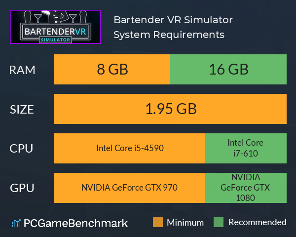 Bartender VR Simulator System Requirements PC Graph - Can I Run Bartender VR Simulator
