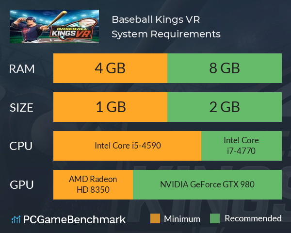 Baseball Kings VR System Requirements PC Graph - Can I Run Baseball Kings VR