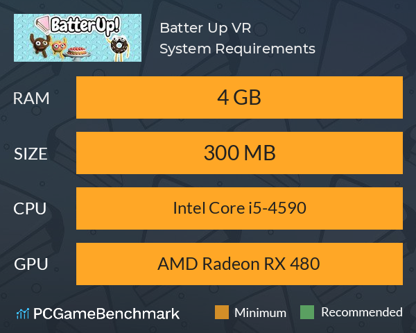 Batter Up! VR System Requirements PC Graph - Can I Run Batter Up! VR Batter Up! VR System Requirements PC Graph - Can I Run Batter Up! VR