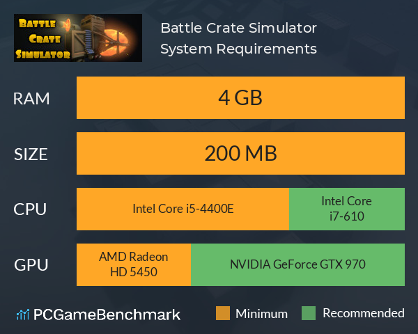 Battle Crate Simulator System Requirements PC Graph - Can I Run Battle Crate Simulator Battle Crate Simulator System Requirements PC Graph - Can I Run Battle Crate Simulator