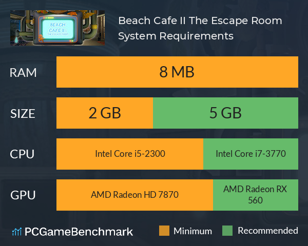 Beach Cafe II: The Escape Room System Requirements PC Graph - Can I Run Beach Cafe II: The Escape Room Beach Cafe II: The Escape Room System Requirements PC Graph - Can I Run Beach Cafe II: The Escape Room