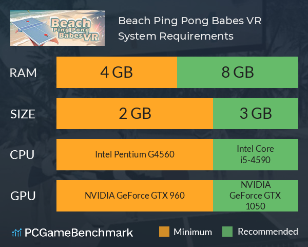 Beach Ping Pong Babes VR System Requirements PC Graph - Can I Run Beach Ping Pong Babes VR Beach Ping Pong Babes VR System Requirements PC Graph - Can I Run Beach Ping Pong Babes VR