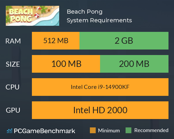 Beach Pong System Requirements PC Graph - Can I Run Beach Pong Beach Pong System Requirements PC Graph - Can I Run Beach Pong