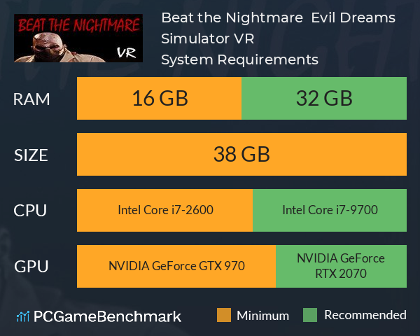 Beat the Nightmare – Evil Dreams Simulator VR System Requirements PC Graph - Can I Run Beat the Nightmare – Evil Dreams Simulator VR Beat the Nightmare – Evil Dreams Simulator VR System Requirements PC Graph - Can I Run Beat the Nightmare – Evil Dreams Simulator VR