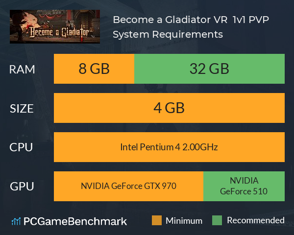 Become a Gladiator VR : 1v1 PVP System Requirements PC Graph - Can I Run Become a Gladiator VR : 1v1 PVP Become a Gladiator VR : 1v1 PVP System Requirements PC Graph - Can I Run Become a Gladiator VR : 1v1 PVP