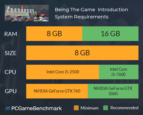Being The Game : Introduction System Requirements PC Graph - Can I Run Being The Game : Introduction Being The Game : Introduction System Requirements PC Graph - Can I Run Being The Game : Introduction