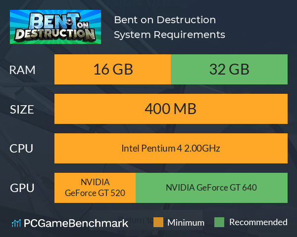 Bent on Destruction System Requirements PC Graph - Can I Run Bent on Destruction Bent on Destruction System Requirements PC Graph - Can I Run Bent on Destruction