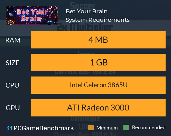 Bet Your Brain System Requirements PC Graph - Can I Run Bet Your Brain Bet Your Brain System Requirements PC Graph - Can I Run Bet Your Brain