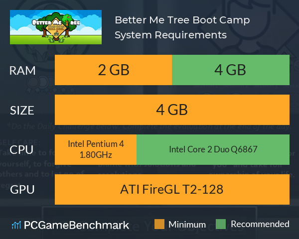 Better Me Tree: Boot Camp System Requirements PC Graph - Can I Run Better Me Tree: Boot Camp Better Me Tree: Boot Camp System Requirements PC Graph - Can I Run Better Me Tree: Boot Camp