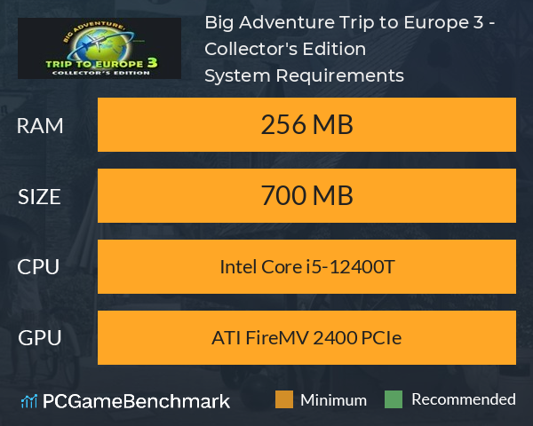 Big Adventure: Trip to Europe 3 - Collector's Edition System Requirements PC Graph - Can I Run Big Adventure: Trip to Europe 3 - Collector's Edition Big Adventure: Trip to Europe 3 - Collector's Edition System Requirements PC Graph - Can I Run Big Adventure: Trip to Europe 3 - Collector's Edition