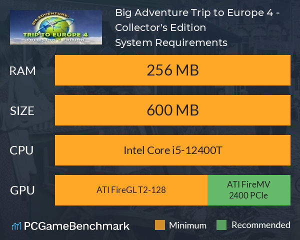 Big Adventure: Trip to Europe 4 - Collector's Edition System Requirements PC Graph - Can I Run Big Adventure: Trip to Europe 4 - Collector's Edition Big Adventure: Trip to Europe 4 - Collector's Edition System Requirements PC Graph - Can I Run Big Adventure: Trip to Europe 4 - Collector's Edition