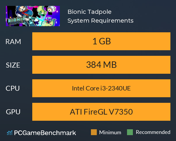 Bionic Tadpole System Requirements PC Graph - Can I Run Bionic Tadpole Bionic Tadpole System Requirements PC Graph - Can I Run Bionic Tadpole