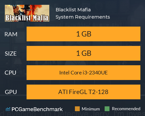 Blacklist Mafia System Requirements PC Graph - Can I Run Blacklist Mafia