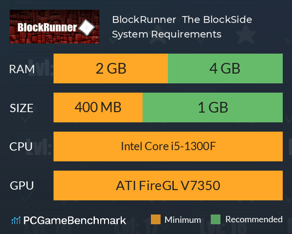 BlockRunner : The BlockSide System Requirements PC Graph - Can I Run BlockRunner : The BlockSide BlockRunner : The BlockSide System Requirements PC Graph - Can I Run BlockRunner : The BlockSide
