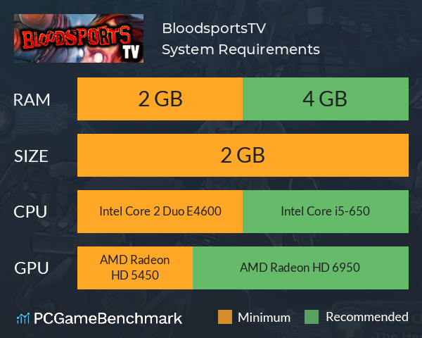 Bloodsports.TV System Requirements PC Graph - Can I Run Bloodsports.TV Bloodsports.TV System Requirements PC Graph - Can I Run Bloodsports.TV