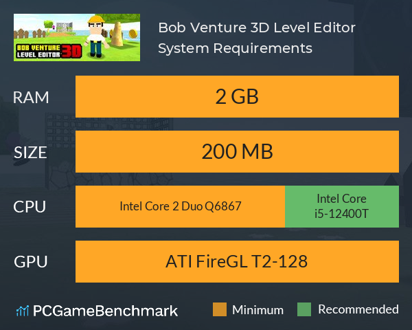 Bob Venture 3D Level Editor System Requirements PC Graph - Can I Run Bob Venture 3D Level Editor Bob Venture 3D Level Editor System Requirements PC Graph - Can I Run Bob Venture 3D Level Editor