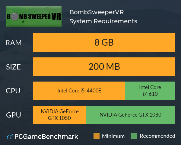 BombSweeperVR System Requirements PC Graph - Can I Run BombSweeperVR