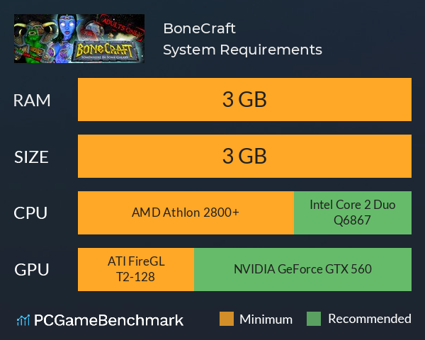 BoneCraft System Requirements PC Graph - Can I Run BoneCraft