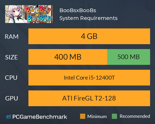 BooBsxBooBs System Requirements PC Graph - Can I Run BooBsxBooBs BooBsxBooBs System Requirements PC Graph - Can I Run BooBsxBooBs
