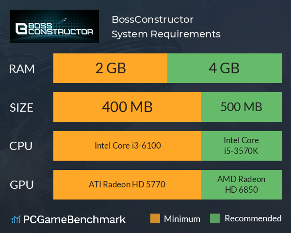 BossConstructor System Requirements PC Graph - Can I Run BossConstructor BossConstructor System Requirements PC Graph - Can I Run BossConstructor