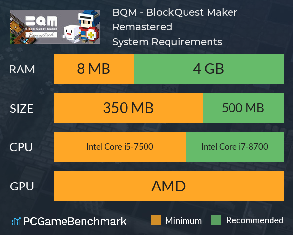BQM - BlockQuest Maker Remastered System Requirements PC Graph - Can I Run BQM - BlockQuest Maker Remastered BQM - BlockQuest Maker Remastered System Requirements PC Graph - Can I Run BQM - BlockQuest Maker Remastered