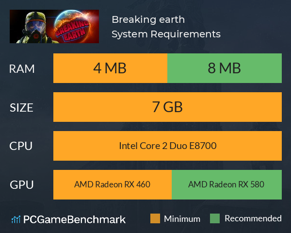 Breaking earth System Requirements PC Graph - Can I Run Breaking earth Breaking earth System Requirements PC Graph - Can I Run Breaking earth