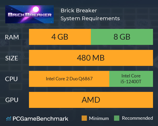 Brick Breaker System Requirements PC Graph - Can I Run Brick Breaker