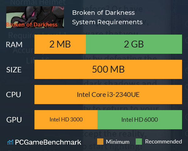 Broken of Darkness System Requirements PC Graph - Can I Run Broken of Darkness Broken of Darkness System Requirements PC Graph - Can I Run Broken of Darkness