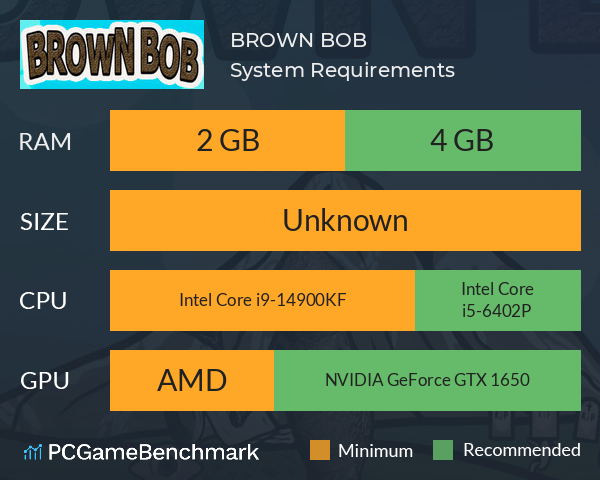 BROWN BOB System Requirements PC Graph - Can I Run BROWN BOB
