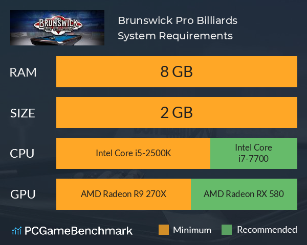 Brunswick Pro Billiards System Requirements PC Graph - Can I Run Brunswick Pro Billiards