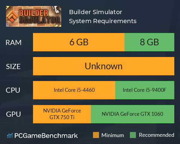 Builder Simulator System Requirements PC Graph - Can I Run Builder Simulator Builder Simulator System Requirements PC Graph - Can I Run Builder Simulator