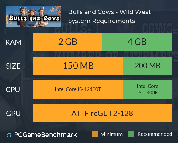 Bulls and Cows - Wild West System Requirements PC Graph - Can I Run Bulls and Cows - Wild West
