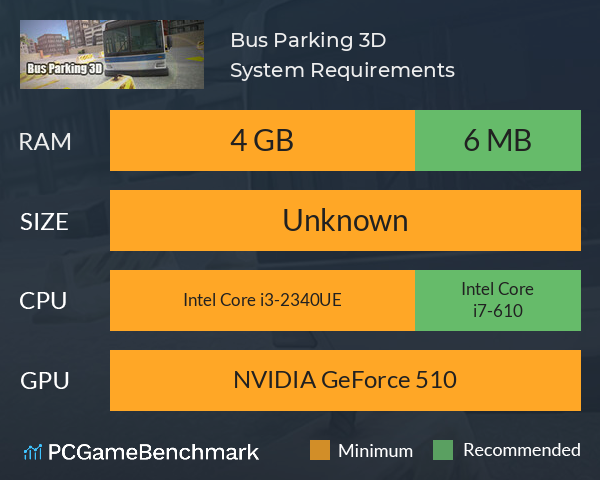 Bus Parking 3D System Requirements PC Graph - Can I Run Bus Parking 3D Bus Parking 3D System Requirements PC Graph - Can I Run Bus Parking 3D
