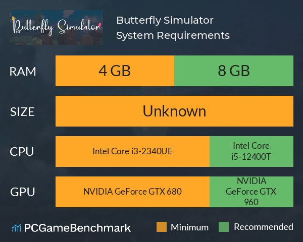 Butterfly Simulator System Requirements PC Graph - Can I Run Butterfly Simulator