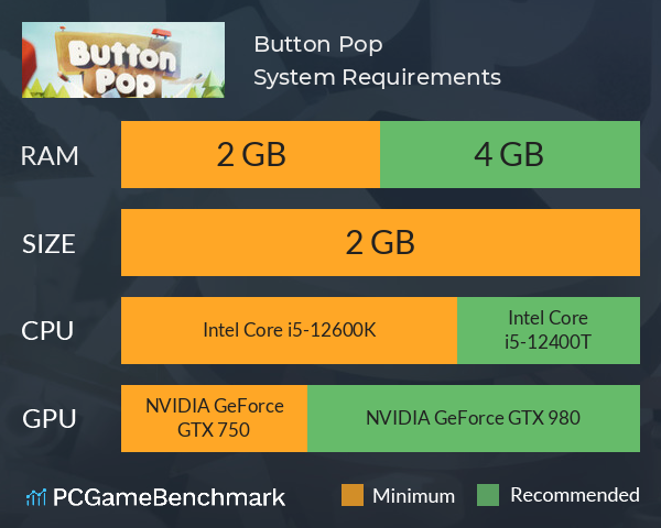 Button Pop System Requirements PC Graph - Can I Run Button Pop Button Pop System Requirements PC Graph - Can I Run Button Pop
