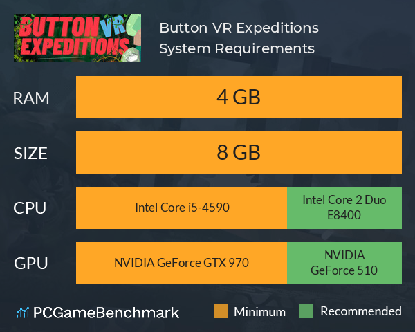 Button VR Expeditions System Requirements PC Graph - Can I Run Button VR Expeditions Button VR Expeditions System Requirements PC Graph - Can I Run Button VR Expeditions