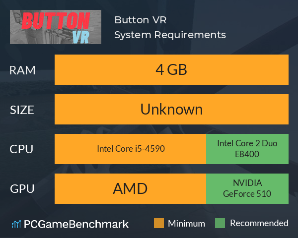 Button VR System Requirements PC Graph - Can I Run Button VR Button VR System Requirements PC Graph - Can I Run Button VR