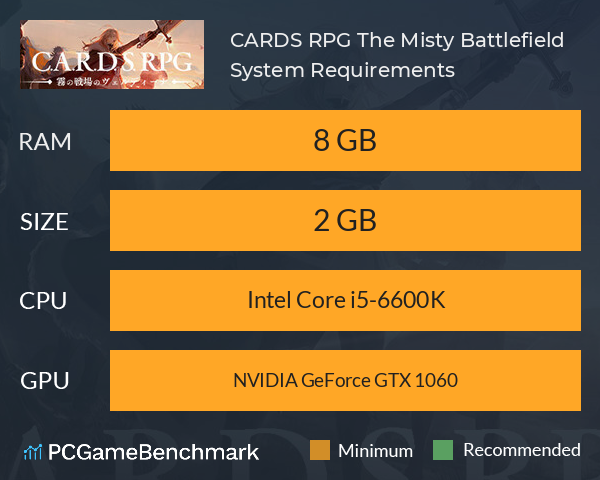 C.A.R.D.S. RPG: The Misty Battlefield System Requirements PC Graph - Can I Run C.A.R.D.S. RPG: The Misty Battlefield