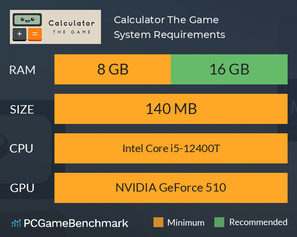 Calculator: The Game System Requirements - Can I Run It? - PCGameBenchmark