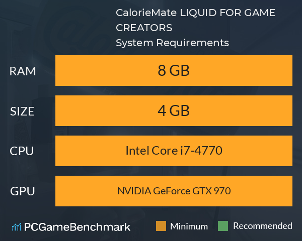 CalorieMate LIQUID FOR GAME CREATORS System Requirements PC Graph - Can I Run CalorieMate LIQUID FOR GAME CREATORS CalorieMate LIQUID FOR GAME CREATORS System Requirements PC Graph - Can I Run CalorieMate LIQUID FOR GAME CREATORS