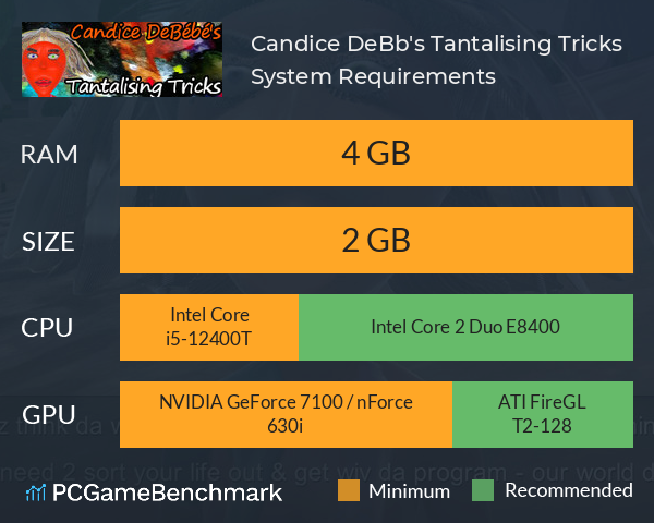 Candice DeBébé's Tantalising Tricks System Requirements PC Graph - Can I Run Candice DeBébé's Tantalising Tricks Candice DeBébé's Tantalising Tricks System Requirements PC Graph - Can I Run Candice DeBébé's Tantalising Tricks