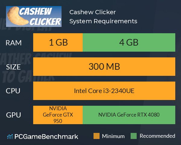 Cashew Clicker System Requirements PC Graph - Can I Run Cashew Clicker Cashew Clicker System Requirements PC Graph - Can I Run Cashew Clicker