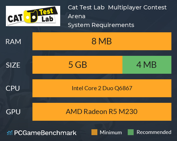 Cat Test Lab : Multiplayer Contest Arena System Requirements PC Graph - Can I Run Cat Test Lab : Multiplayer Contest Arena Cat Test Lab : Multiplayer Contest Arena System Requirements PC Graph - Can I Run Cat Test Lab : Multiplayer Contest Arena