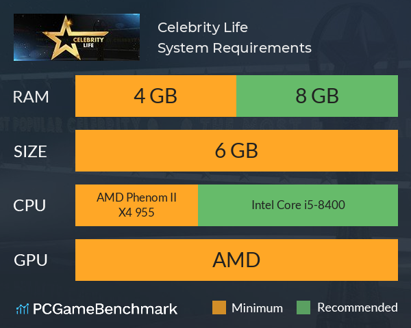 Celebrity Life System Requirements PC Graph - Can I Run Celebrity Life Celebrity Life System Requirements PC Graph - Can I Run Celebrity Life