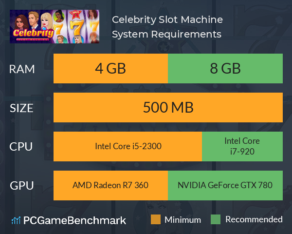 Celebrity Slot Machine System Requirements PC Graph - Can I Run Celebrity Slot Machine