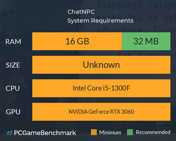 ChatNPC System Requirements PC Graph - Can I Run ChatNPC ChatNPC System Requirements PC Graph - Can I Run ChatNPC