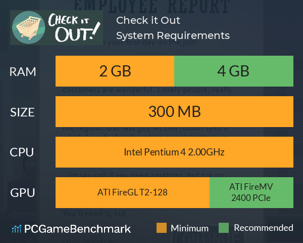Check it Out! System Requirements PC Graph - Can I Run Check it Out!
