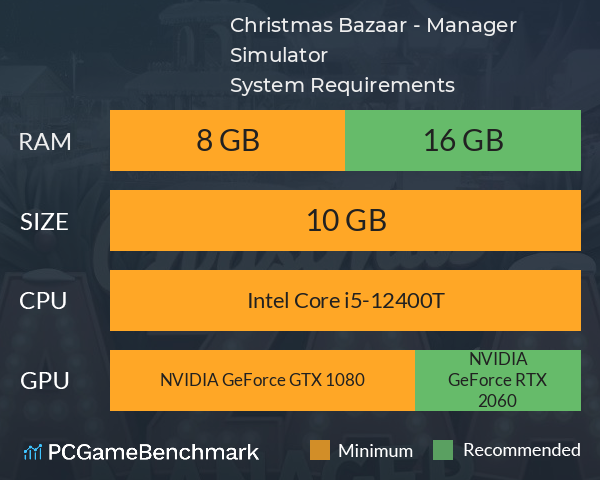 Christmas Bazaar - Manager Simulator System Requirements PC Graph - Can I Run Christmas Bazaar - Manager Simulator Christmas Bazaar - Manager Simulator System Requirements PC Graph - Can I Run Christmas Bazaar - Manager Simulator