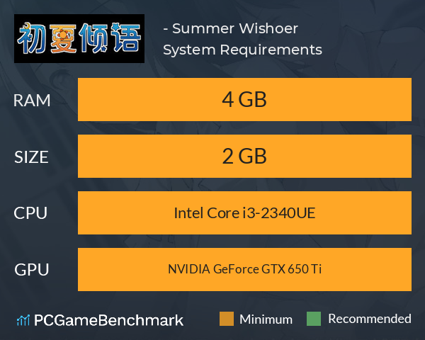 初夏倾语 - Summer Wishoer System Requirements PC Graph - Can I Run 初夏倾语 - Summer Wishoer 初夏倾语 - Summer Wishoer System Requirements PC Graph - Can I Run 初夏倾语 - Summer Wishoer